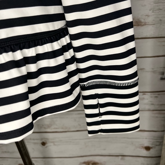 Kate Spade Stripe Ruffle Pullover Black/Cream - Picture 4 of 9